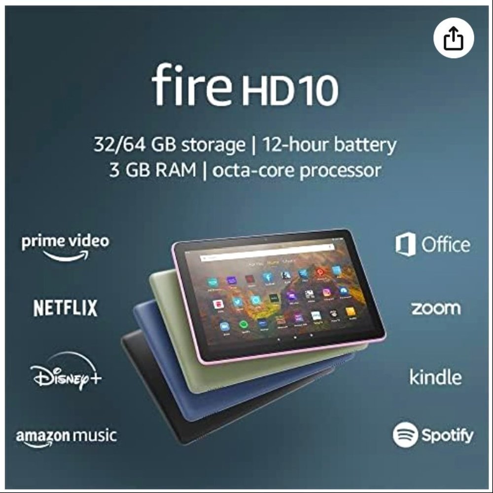 Amazon Fire HD 10 tablet, 1080p Full HD, 32 GB, Black